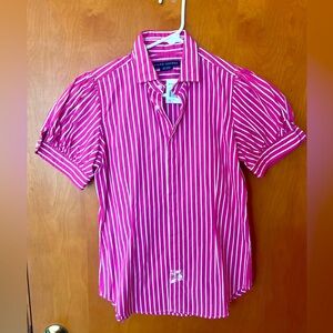 Ralph Lauren Pink and White Striped Button Down Shirt
